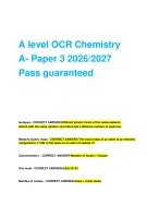 A level OCR Chemistry  A- Paper 3 2026/2027  Pass guaranteed