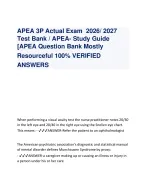 APEA 3P Actual Exam  2026/ 2027 Test Bank / APEA- Study Guide APEA Question Bank Mostly  Resourcefu