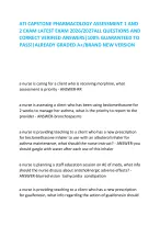 ATI CAPSTONE PHARMACOLOGY ASSESSMENT 1 AND  2 EXAM LATEST EXAM 2026/2027ALL QUESTIONS AND  CORRECT