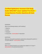 Certified Ophthalmic Assistant COA Study Guide 2026/2027 Latest Updated ...