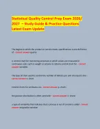 Exam 1 Study Guide: Statistical Quality Control 2026/2027 – Key Concepts & Practice Question