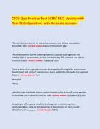 CTCD Quiz Practice Test 2026/ 2027 Update with  Real-Style Questions with Accurate Answers