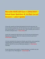 Maryville NURS 620 Exam 4 (2026/2027) –Actual Exam Questions & Verified Correct Answers | Latest