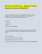 OB Practice A (ATI) Exam – Obstetrics Practice Questions and Answers ...