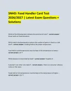 SNHD: Food Handler Card Test 2026/2027 | Latest Exam Questions ...