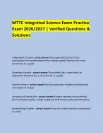 MTTC Integrated Science Exam Practice Exam 2026/2027 | Verified ...