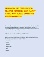 TESTOUT PC PRO CERTIFICATION PRACTICE EXAM 2026–2027 (LATEST GUIDE ...