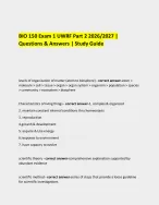 BIO 150 Exam 1 UWRF Part 2 2026/2027 | Questions and Answers | Study ...