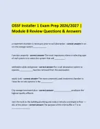 OSSF Installer 1 Exam Prep 2026/2027 | Module 8 Review Questions and ...