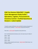 SCM Test Review 2026/2027 | Supply Chain Management Study Guide ...