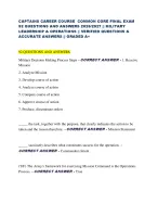 CAPTAINS CAREER COURSE  COMMON CORE FINAL EXAM  92 QUESTIONS AND ANSWERS 2026/2027 || MILITARY