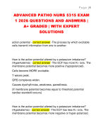 ADVANCED PATHO NURS 5315 EXAM  1 2026 QUESTIONS AND ANSWERS |  A+ GRADED | WITH EXPERT  SOLUTIONS