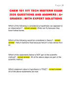 CHEM 101 IVY TECH MIDTERM EXAM  2026 QUESTIONS AND ANSWERS | A+  GRADED | WITH EXPERT SOLUTIONS