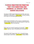 FLORIDA WASTEWATER PRACTICE  TEST 2026 QUESTIONS AND  ANSWERS | A+ GRADED