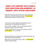 BASIC LIFE SUPPORT (BLS) EXAM A  2026 QUESTIONS AND ANSWERS | A+  GRADED | WITH EXPERT SOLUTIONS