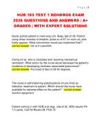 NUR 185 TEST 1 HONDROS EXAM  2026 QUESTIONS AND ANSWERS | A+  GRADED | WITH EXPERT SOLUTIONS