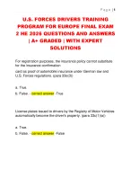 U.S. FORCES DRIVERS TRAINING  PROGRAM FOR EUROPE FINAL EXAM  2 HE 2026 QUESTIONS AND ANSWERS