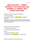 MGMT 200 EXAM 1 - PURDUE  UNIVERSITY 2026 QUESTIONS AND  ANSWERS | A+ GRADED