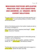 WISCONSIN PESTICIDE APPLICATOR  PRACTICE TEST 2026 QUESTIONS  AND ANSWERS | A+ GRADED