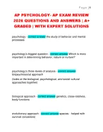 AP PSYCHOLOGY- AP EXAM REVIEW  2026 QUESTIONS AND ANSWERS | A+  GRADED | WITH EXPERT SOLUTIONS