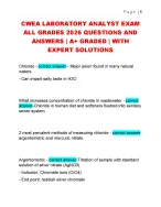 CWEA LABORATORY ANALYST EXAM  ALL GRADES 2026 QUESTIONS AND  ANSWERS | A+ GRADED