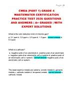 CWEA (PART 1) GRADE 4  WASTEWATER CERTIFICATION  PRACTICE TEST 2026 QUESTIONS  AND ANSWERS