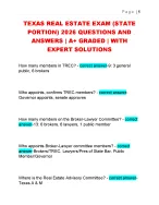 TEXAS REAL ESTATE EXAM (STATE  PORTION) 2026 QUESTIONS AND  ANSWERS | A+ GRADED
