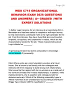 WGU C715 ORGANIZATIONAL  BEHAVIOR EXAM 2026 QUESTIONS  AND ANSWERS | A+ GRADED