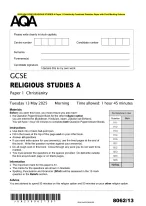 2025 AQA GCSE RELIGIOUS STUDIES A Paper 1 Christianity Combined ...