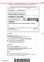 Pearson Edexcel GCSE (9–1) History BOOKLET B3: Henry VIII and his ministers, 1509–40  JUNE 2025