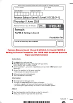 Pearson Edexcel Level 1/Level 2 GCSE (9–1) French PAPER 4:  Writing in French Foundation Tier JUNE