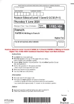 Pearson Edexcel Level 1/Level 2 GCSE (9–1) French PAPER 4: Writing in French  Higher Tier 2025
