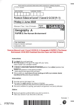 Pearson Edexcel Level 1/Level 2 GCSE (9–1) Geography A PAPER 2: The Human  Environment JUNE 2025