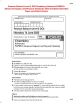Pearson Edexcel Level 3 GCE Chemistry Advanced PAPER 2:  Advanced Organic and Physical Chemistry
