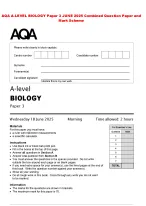 AQA A-LEVEL BIOLOGY Paper 3 JUNE 2025 Combined Question Paper and  Mark Scheme