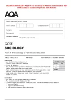 AQA GCSE SOCIOLOGY Paper 1 The Sociology of Families and Education MAY  2025