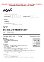 AQA GCSE DESIGN AND TECHNOLOGY Unit 1 Written Paper JUNE 2025   Question Paper and Mark Scheme