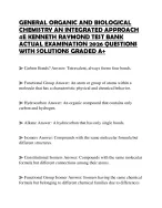 GENERAL ORGANIC AND BIOLOGICAL CHEMISTRY AN INTEGRATED APPROACH 4E KENNETH RAYMOND TEST BANK ACTUAL