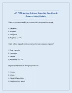 ATI TEAS NURSING ENTRANCE EXAM KEY QUESTIONS AND VERIFIED ANSWERS LATEST UPDATE