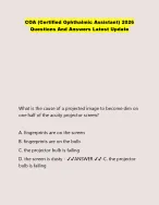 COA (Certified Ophthalmic Assistant) 2026 Questions And Answers Latest ...