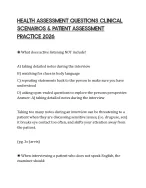 HEALTH ASSESSMENT QUESTIONS CLINICAL SCENARIOS & PATIENT ASSESSMENT PRACTICE 2026