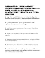INTRODUCTION TO MANAGEMENT SCIENCE 6TH EDITION FREDERICK HILLIER MARK HILLIER SOLUTION MANUAL PRACT
