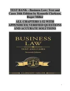 Business Law: Text and Cases – 16th Edition by Kenneth Clarkson & Roger Miller Test Bank All Chaps