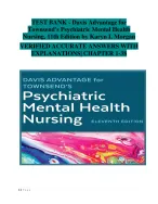 TEST BANK - Davis Advantage for  Townsend's Psychiatric Mental Health  Nursing, 11th Edition byKary