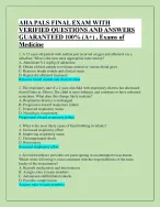 AHA PALS EXAM WITH VERIFIED QUESTIONS AND ANSWERS (GUARANTEED 100%)