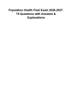 Population Health Final Exam 2026-2027: 75 Questions with Answers & Explanations