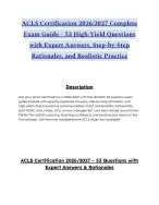 ACLS Certification 2026/2027Exam Guide – 53 High-Yield Questions with Answers and Rationales