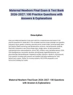 Maternal Newborn Final Exam 2026-2027: 100 Practice Questions with Answers & Explanation