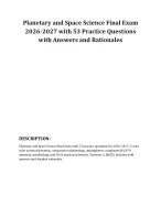 Planetary and Space Science Final Exam 2026-2027