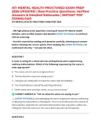 ATI MENTAL HEALTH PROCTORED EXAM PREP 2026 UPDATED | Real Practice Questions, Verified Answer